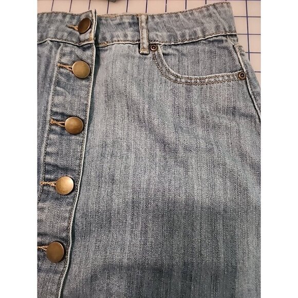 Forever 21 Skirt Mini Jean Button Front Denim Juniors Women's Medium - Picture 4 of 6